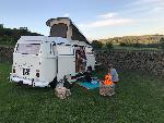 A VW T2 Classic campervan called Begbie and Nice fire pit! for hire in Halifax, West Yorkshire
