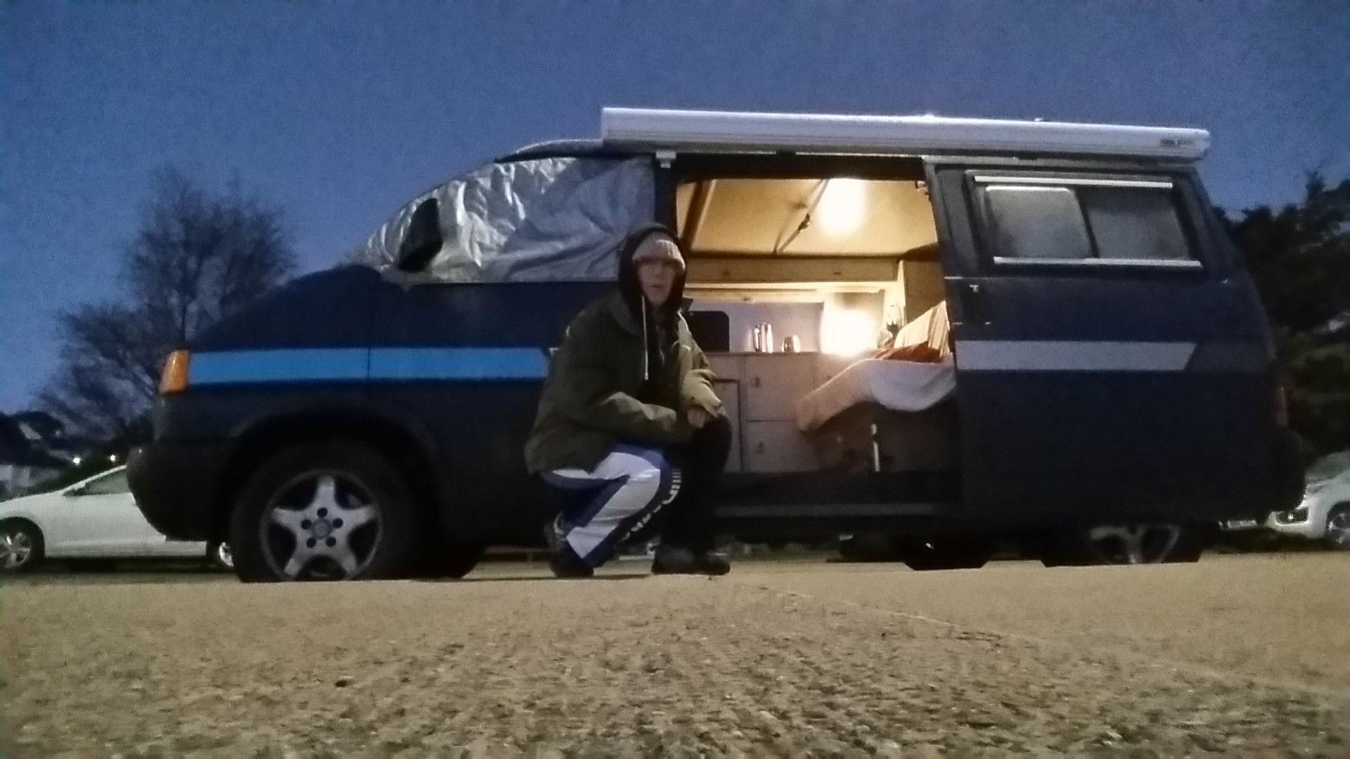 A VW T4 campervan called Big-Blue and for hire in Teignmouth, Devon