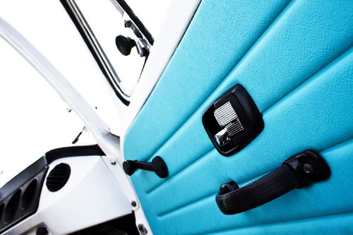 A VW T2 Classic Campervan called Harvey and Its all in the detail! Brand new interior panels, seat foam and vinyl upholstery for hire in Witham, Essex