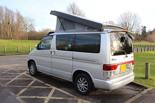 A Bongo Campervan called Silver-Bongo and Rear View for hire in Peterborough, Cambridgeshire