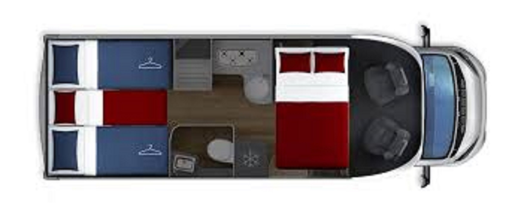 A Low Profile Motorhome called Therry and Night Layout for hire in Leicester, Leicestershire