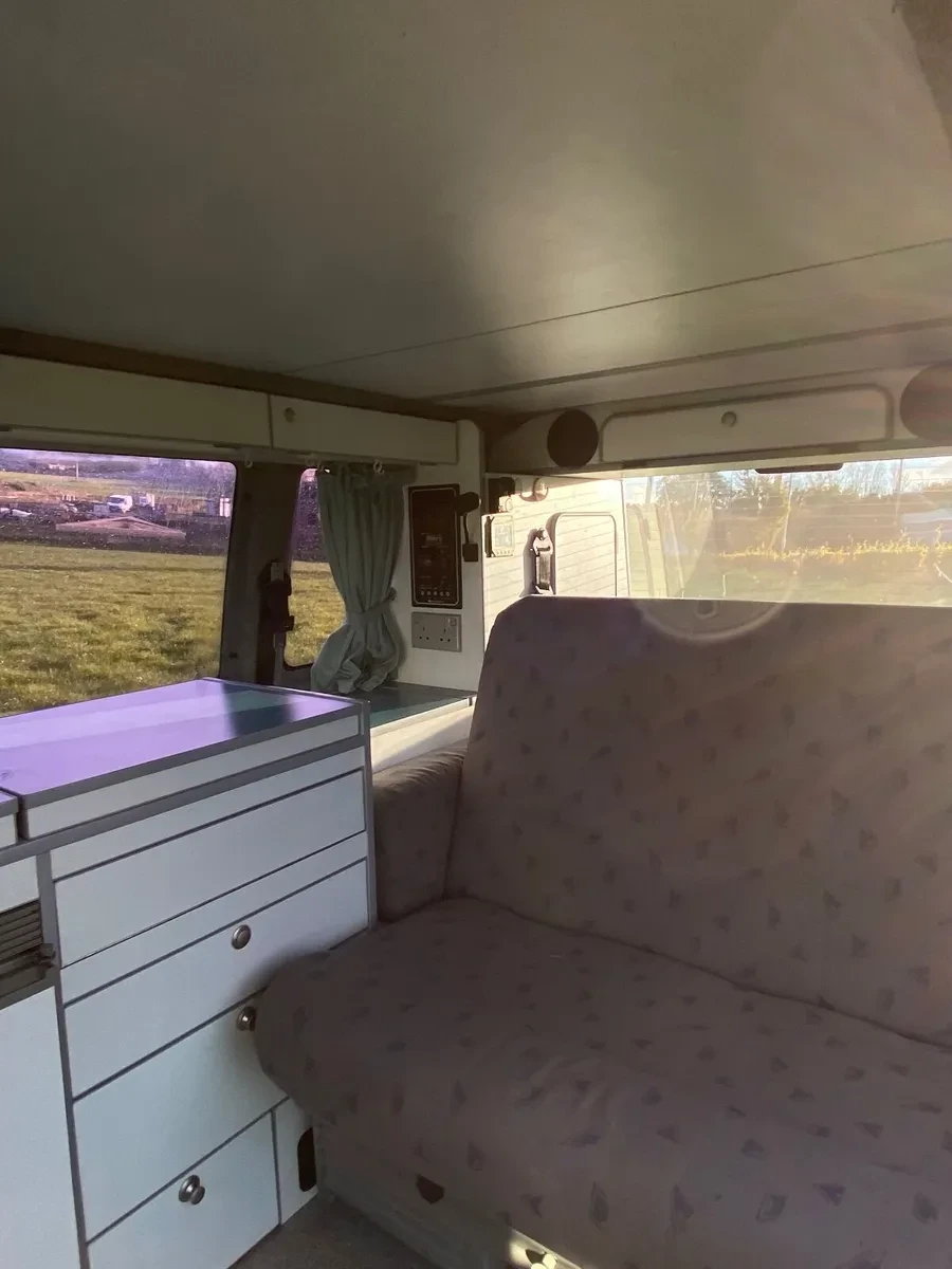 A VW T4 California Campervan called olivia and for hire 
