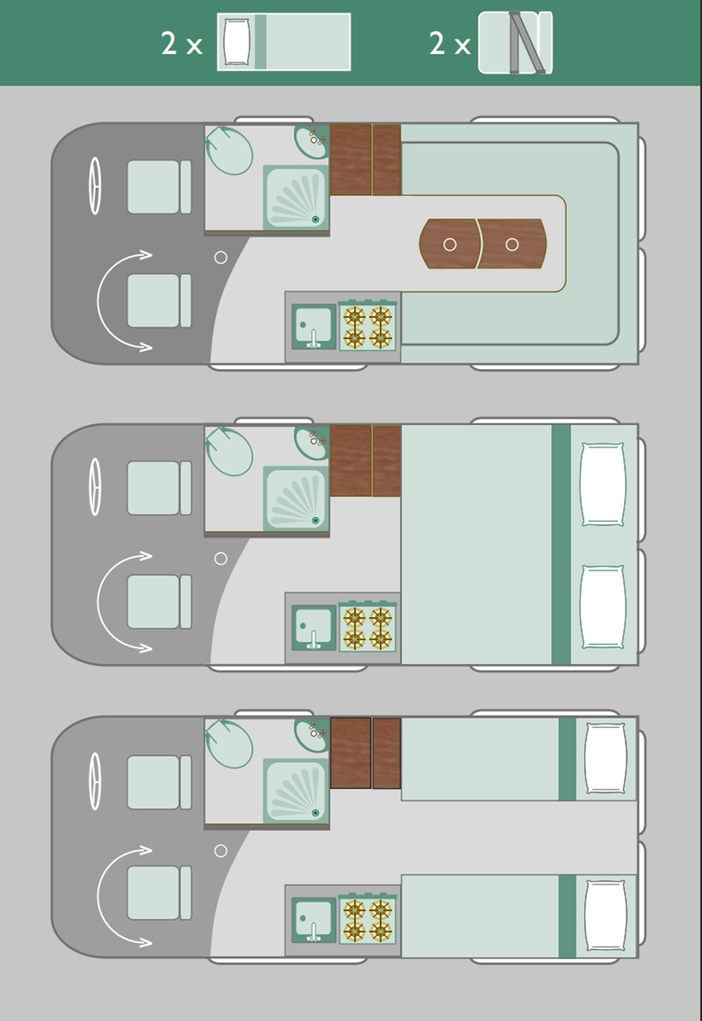 A Renault Campervan called Raquel and Raquel Layout Options for hire in Morpeth, Northumberland