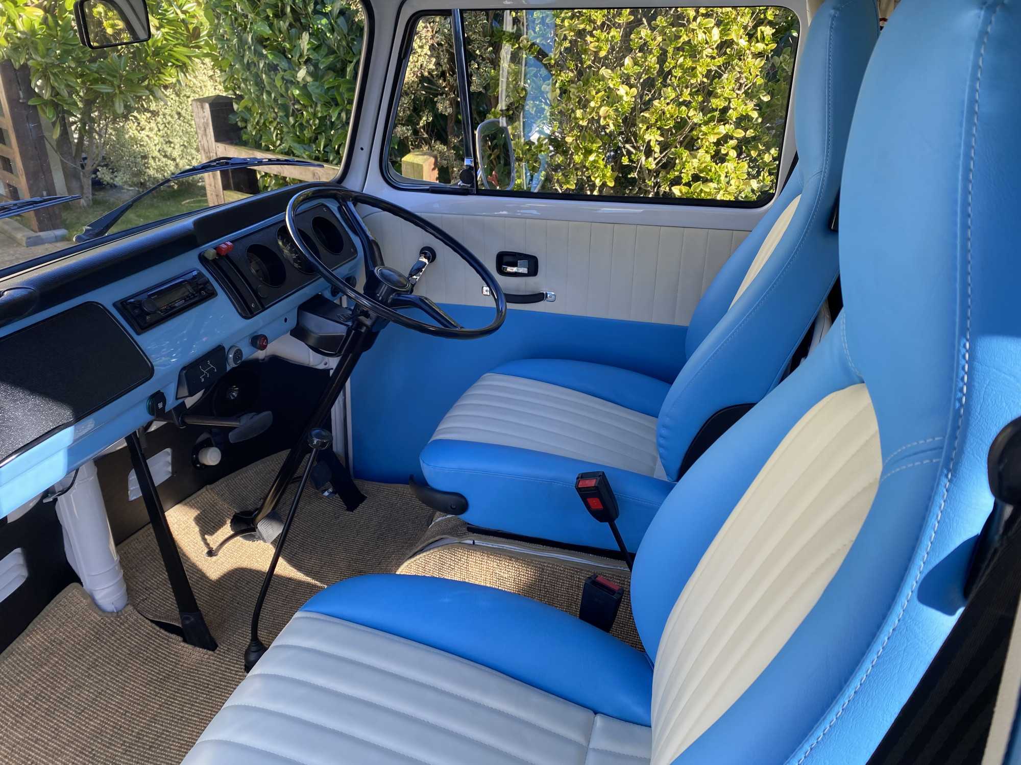 A VW T2 Classic Campervan called Campo-TV-Star and Cool and very comfy front seats for hire in Bideford, Devon