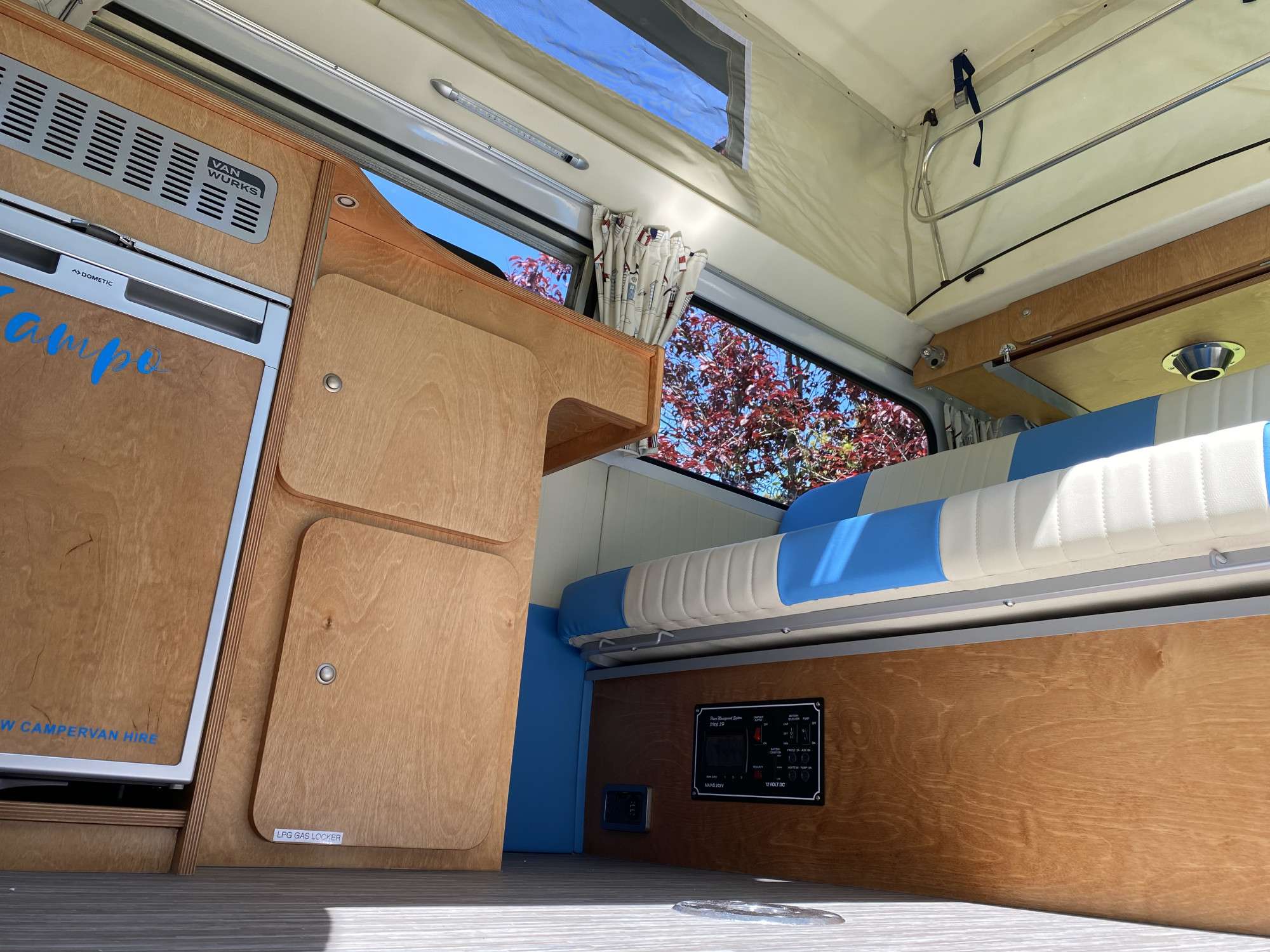 A VW T2 Classic Campervan called Campo-TV-Star and Light and bright interior for hire in Bideford, Devon