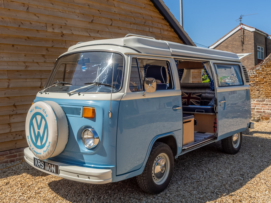 A VW T2 Classic Campervan called Blue-Sky-VW and for hire in King's Lynn, Norfolk