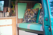 A VW T5 Campervan called Pretty-Green and for hire in Hove, West Sussex