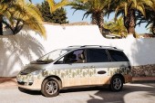 A NON VW Conversion Campervan called Hawaii and Hawaii on the road for hire in sevilla, Spain