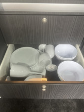 A VW T6 Campervan called T6-4Motion and Plates, Bowls and Wine Glasses for hire 