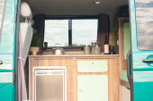 A VW T5 Campervan called Pretty-Green and for hire in Hove, West Sussex